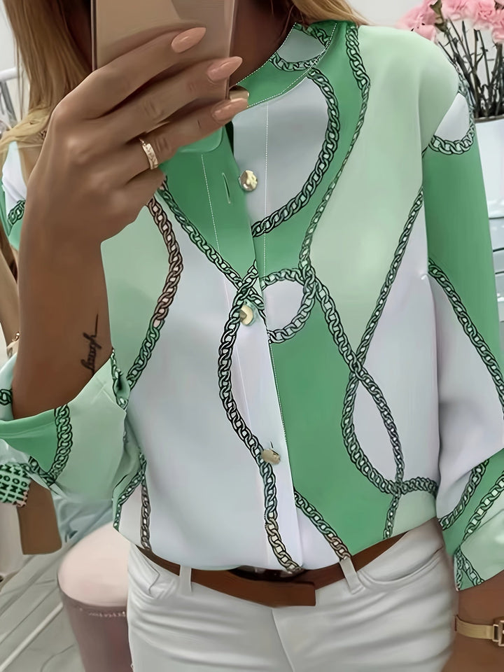 Ingrid | Kraagshirt met Kettingprint
