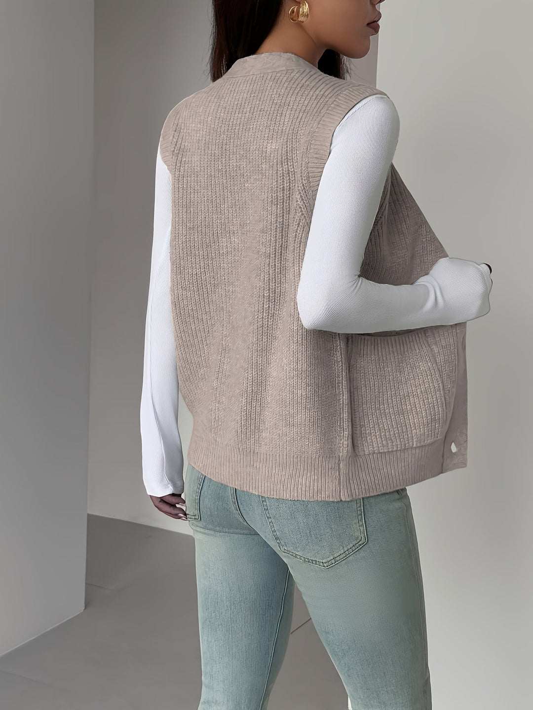 Miriam | Geknoopte V-Hals Gebreide Vest