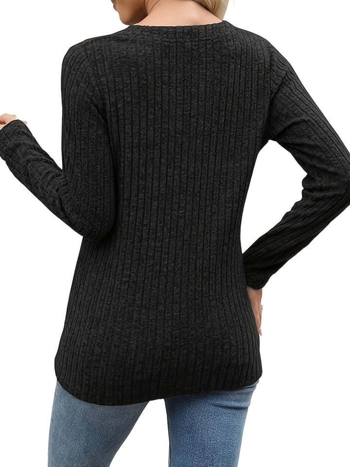 Nadia | Geribbelde Top met Knopen