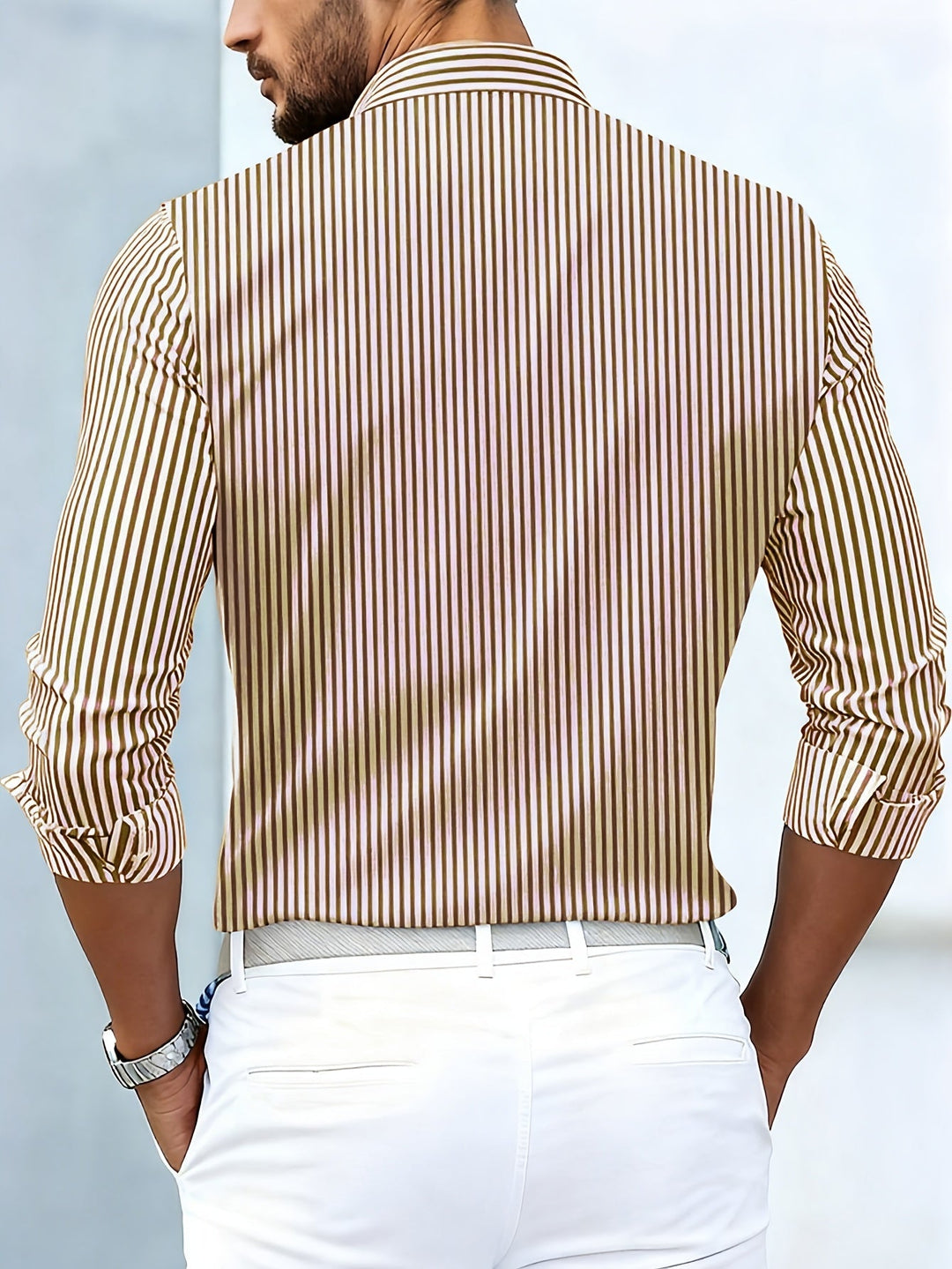 Gabriel | Verfijnde Gestreepte Lange Mouwen Shirt