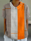 Emily | Casual Kleurblok Gestreepte Shirt