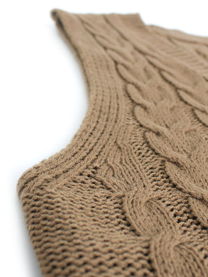 Cora | Gezellige Kabelgebreide V-Hals Sweater Vest