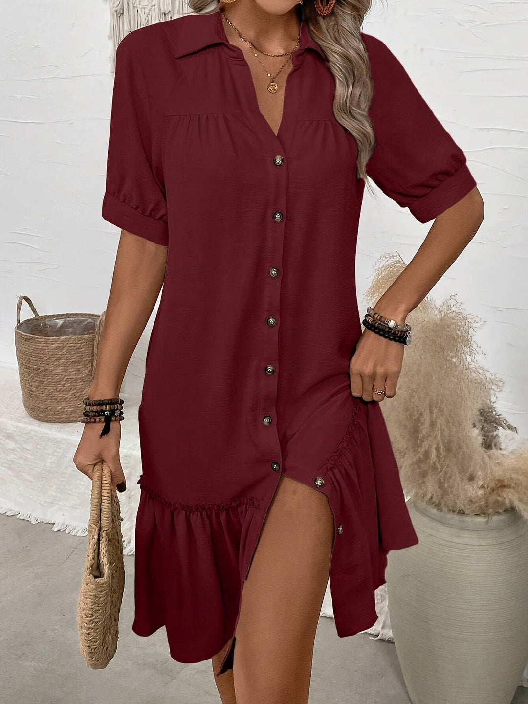 Maevelle | Knoploze Boho Midi Jurk