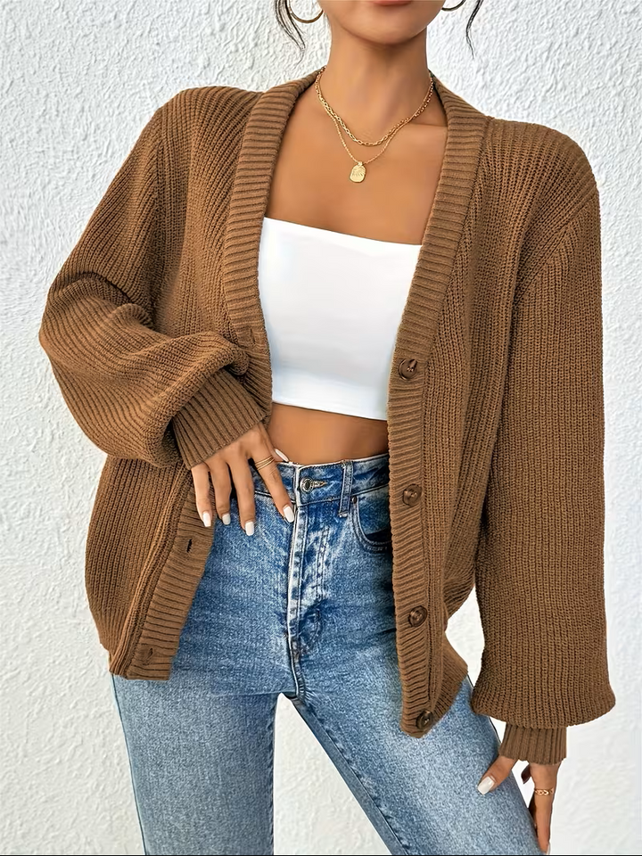 Maribel | Ontspannen Knopen-Voorkant Cardigan