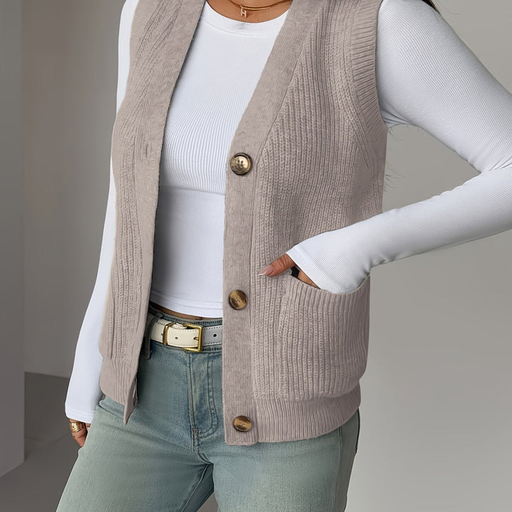 Miriam | Geknoopte V-Hals Gebreide Vest