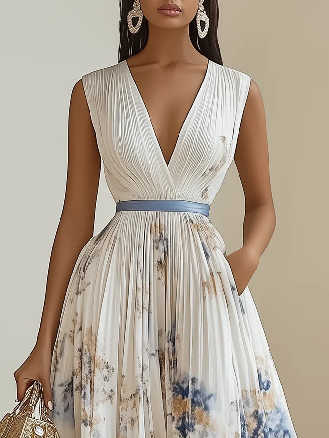 Betty | Elegante Mouwloze Lange V-Hals Jurk