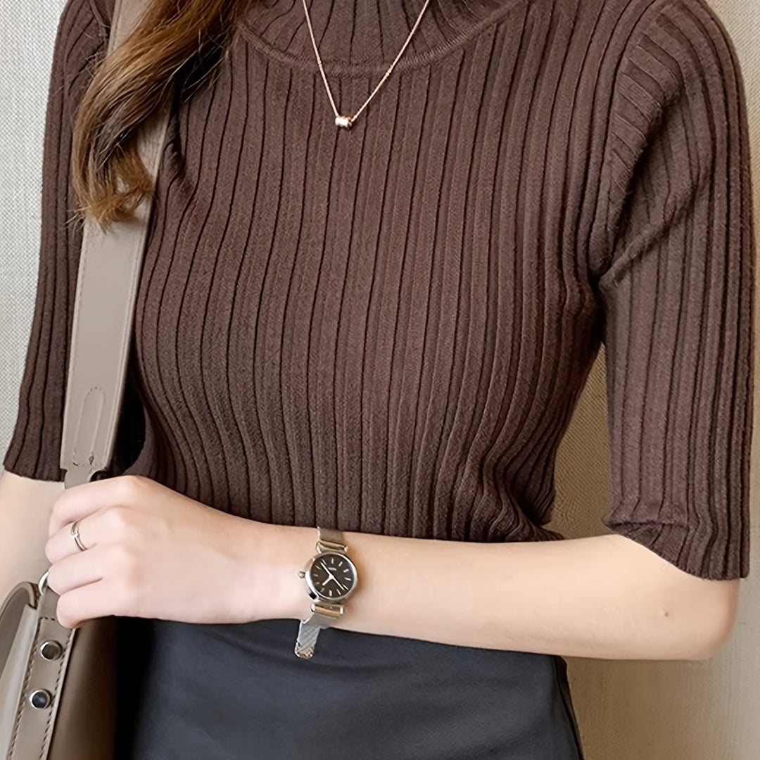 Verity | Geribbelde Top met Hoge Hals