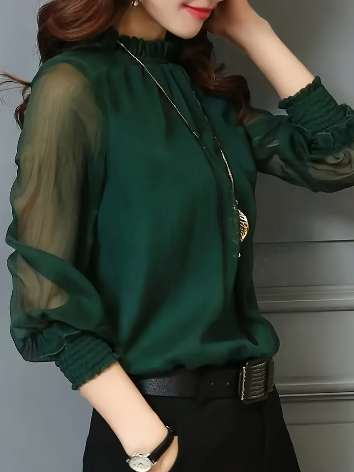 Ophelia | Blouse met Staande Kraag en Lange Mouwen