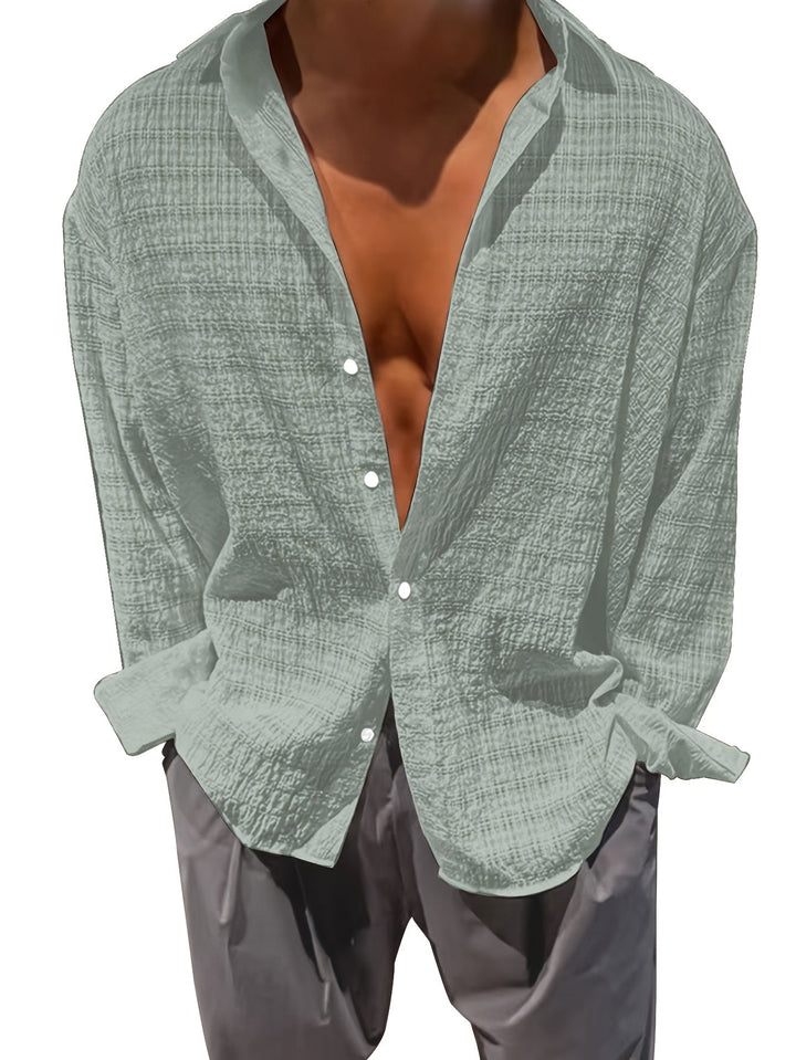 Rafael | Ontspannen Textured Lange Mouwen Shirt