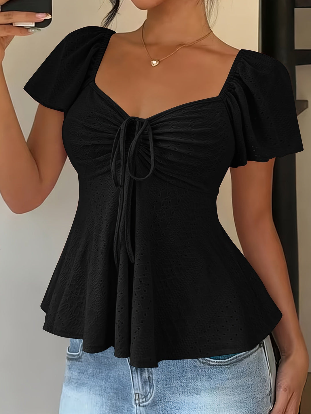 Josephine | Flutter-Mouw Peplum Top