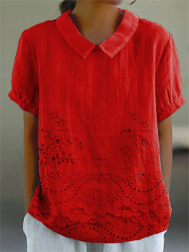 Holly | Elegante Bloem Borduursel Shirt