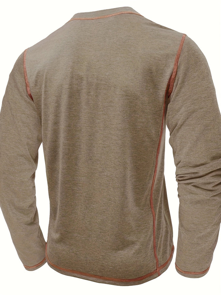Reuben | Contrast-Stitch Lange Mouwen Henley