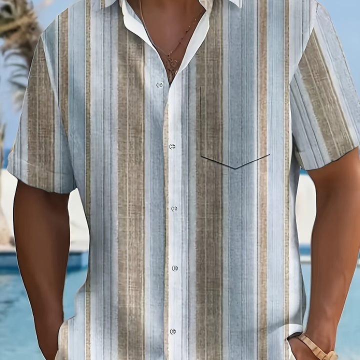 Gregory | Ontspannen Gestreepte Korte Mouwen Shirt