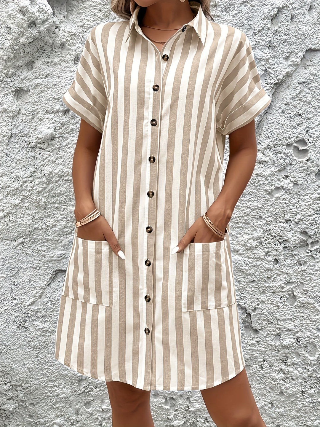 Marion | Gestreepte Shirtjurk met Ceintuur