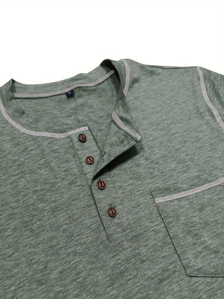 Reuben | Contrast-Stitch Lange Mouwen Henley