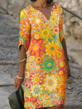 Harper | Elegante Levendige Bloemen Midi Jurk