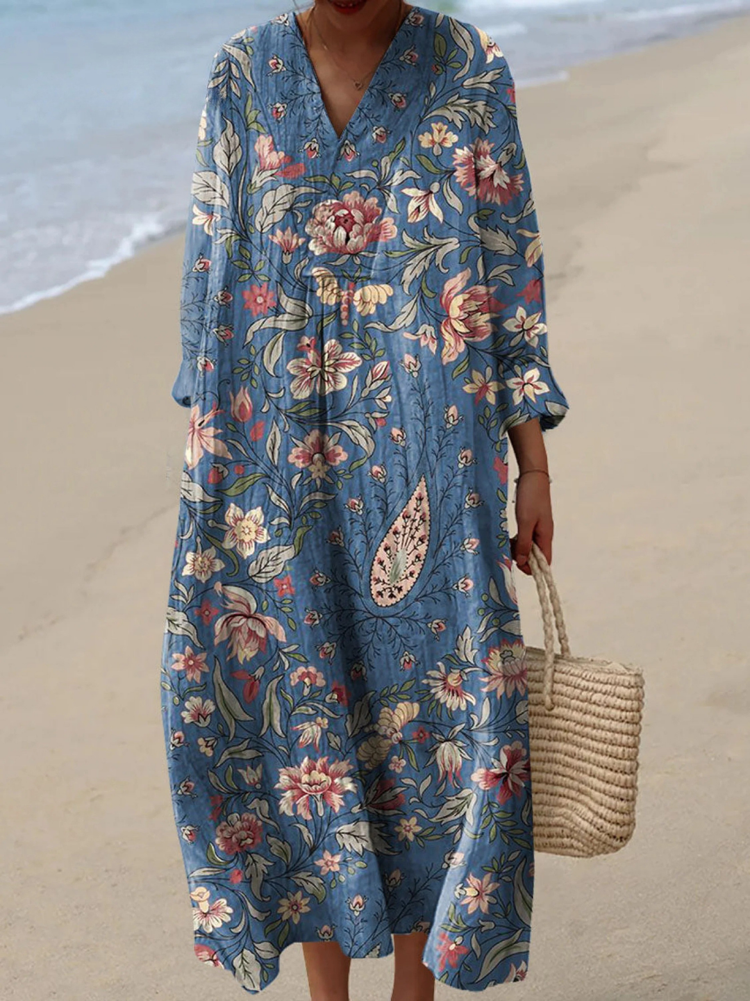 Amalia | Vintage Mooie Bloemen Kunstafdruk Jurk