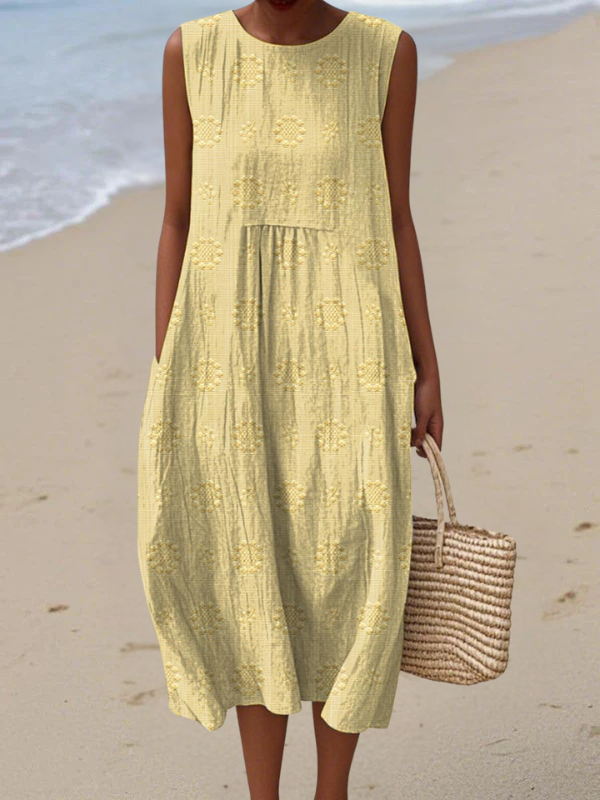 Michelle | Casual Geborduurde Midi Jurk