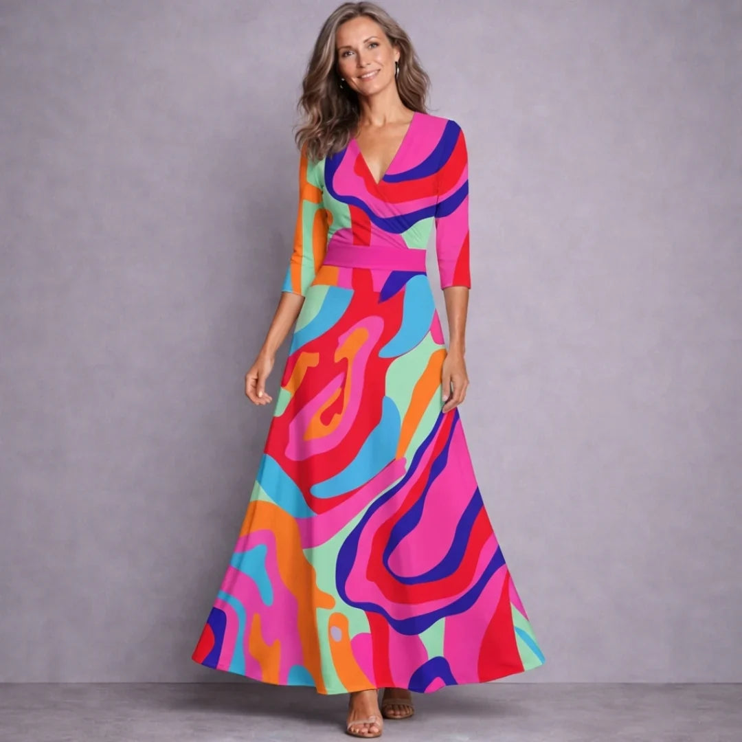 Emilia | Elegante Maxi Jurk met Middellange Mouwen