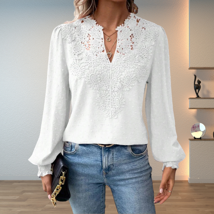 Marlene | Elegante Blouse met Kantafwerking