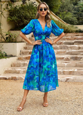 Estella | Flatterende Bloemen Midi Jurk