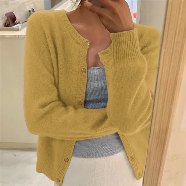 Delphina | Zachte Knop-Voorkant Cardigan