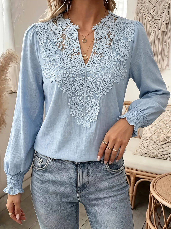 Delia | Geborduurde V-Hals Blouse