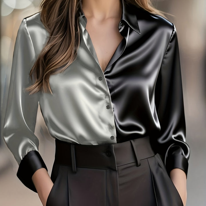Helene | Verfijnde Kleurblok Blouse
