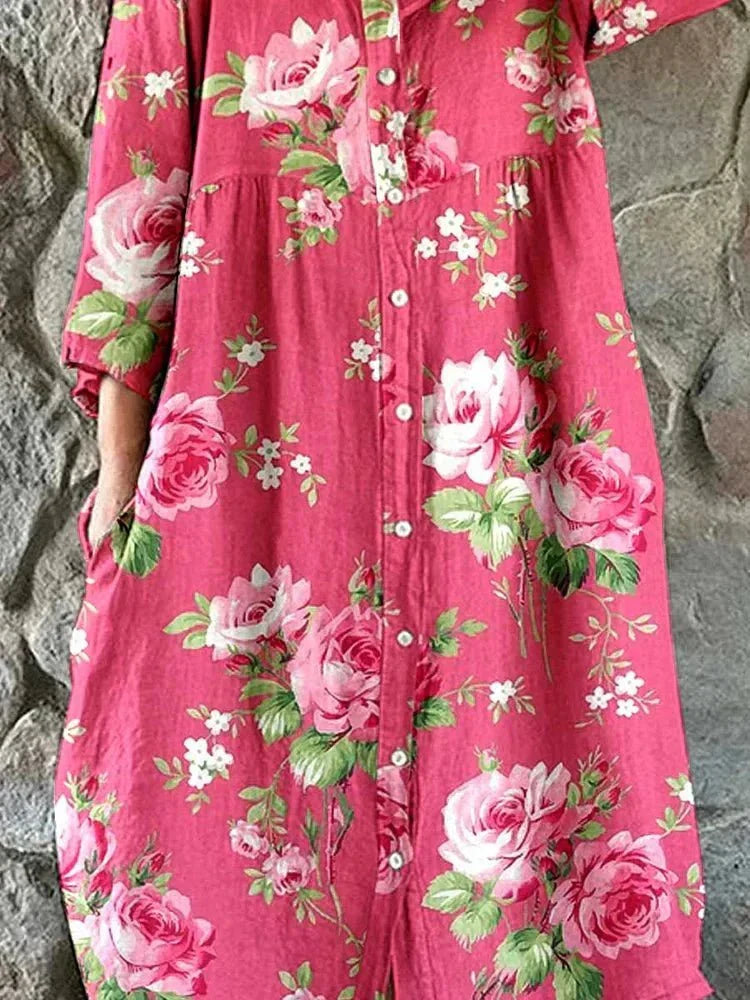 Maddie | Stijlvolle Oversized Kunstzijden Bloemendress
