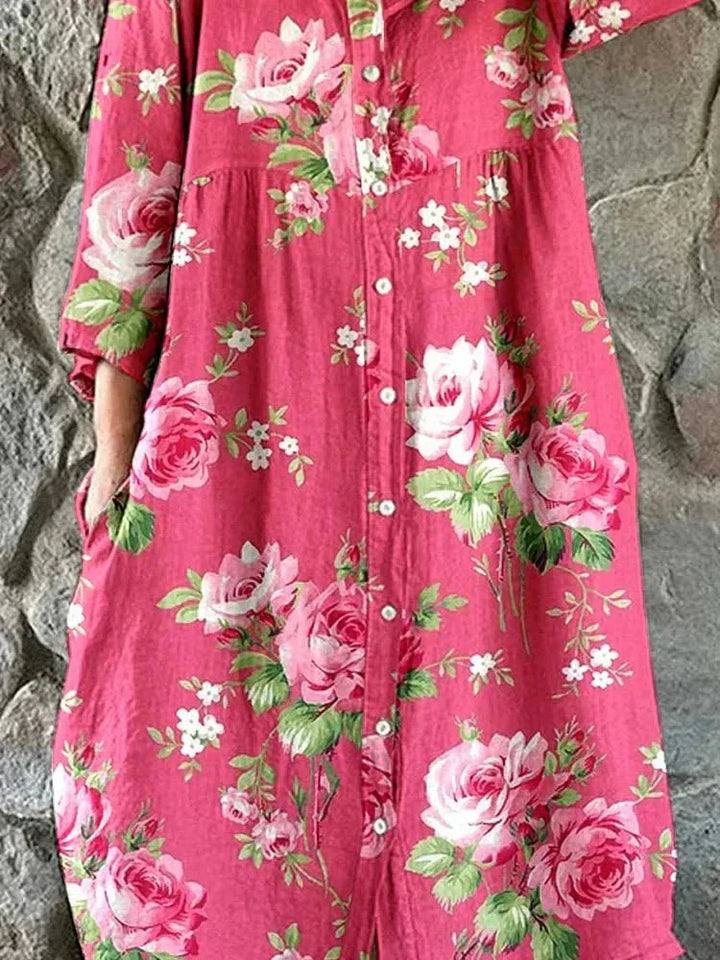 Maddie | Stijlvolle Oversized Kunstzijden Bloemendress