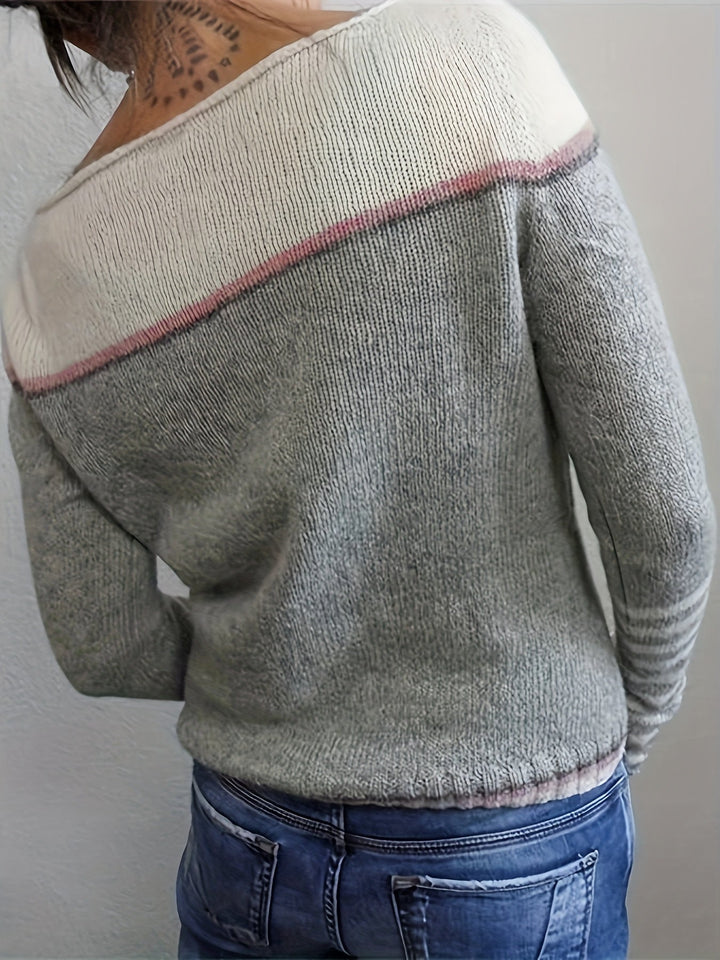Francesca | Kleurblok Bootneck Trui