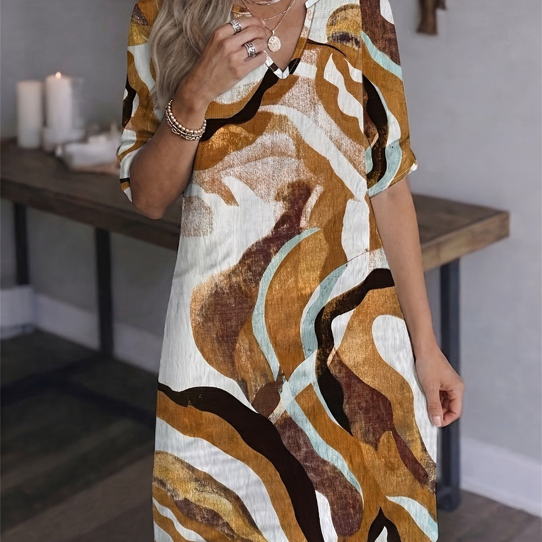 Ramona | Kunstzinnige Print Shift Jurk