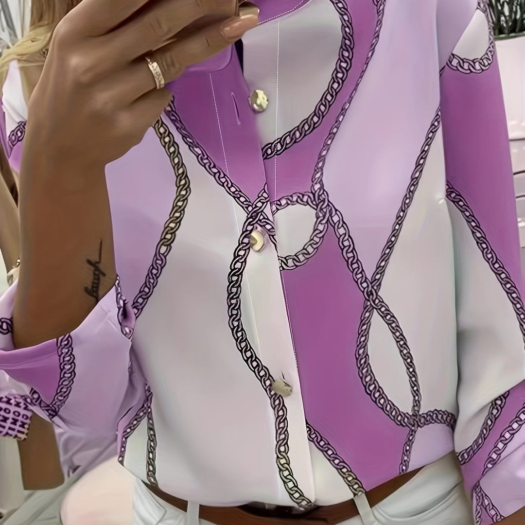 Ingrid | Kraagshirt met Kettingprint