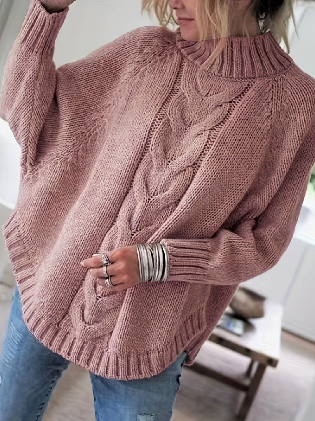 Gwendolyn | Kabelgebreide Hoge-Neck Trui