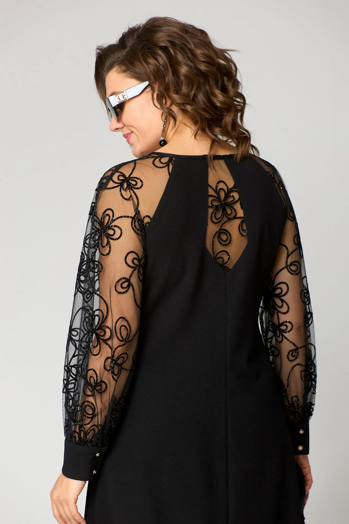 Edith | Elegante Bloemenmouw Kant Jurk
