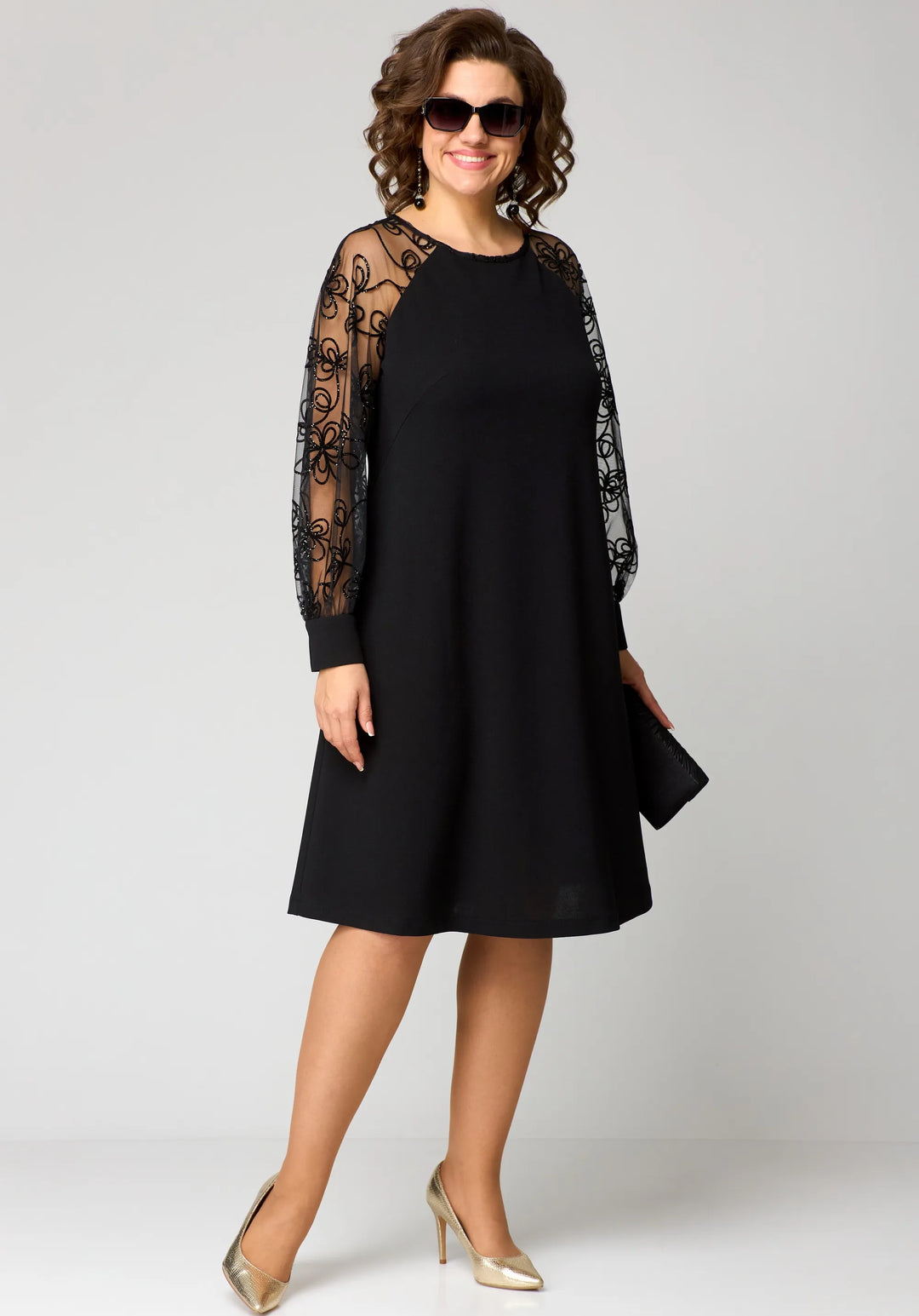 Edith | Elegante Bloemenmouw Kant Jurk