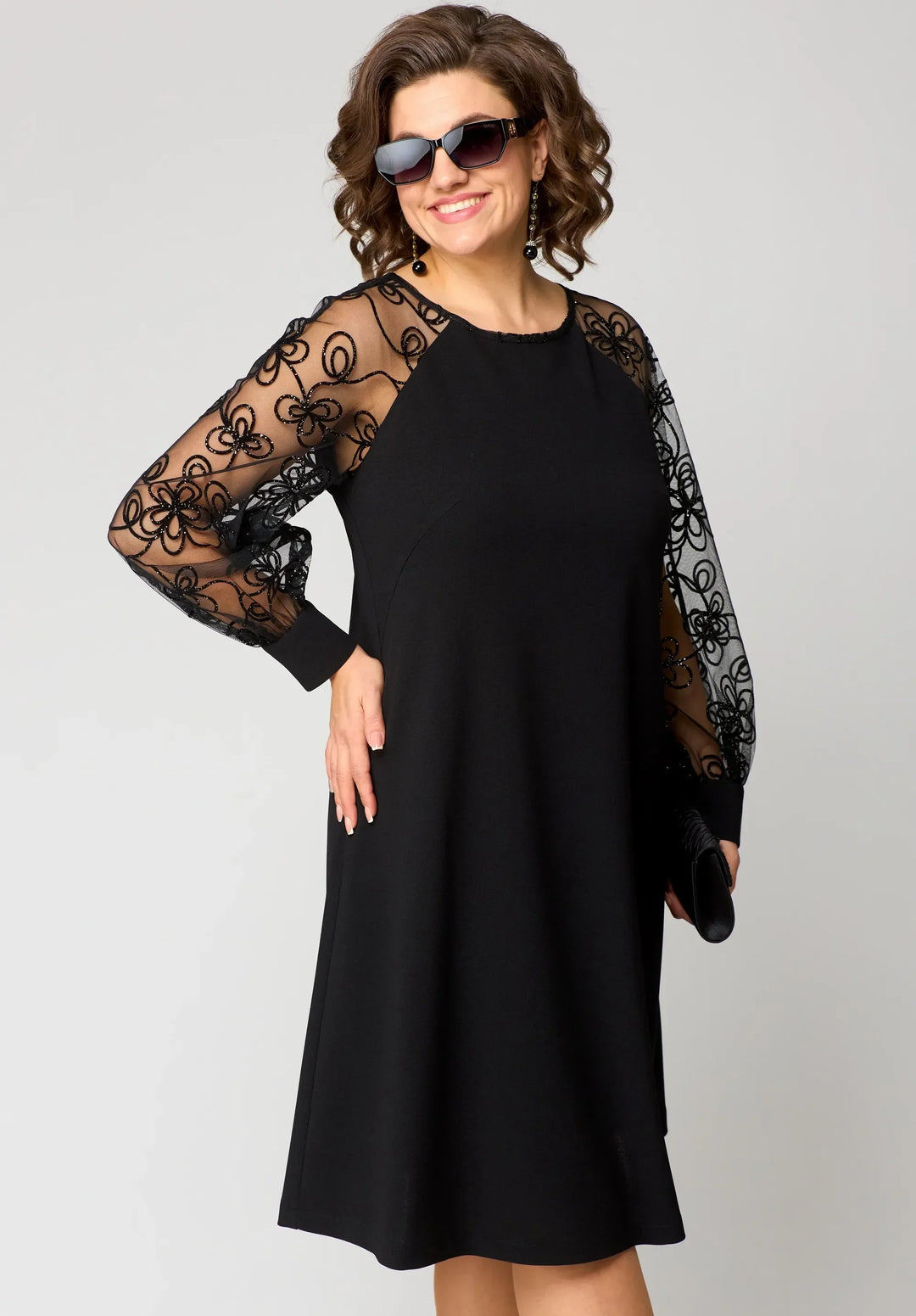 Edith | Elegante Bloemenmouw Kant Jurk
