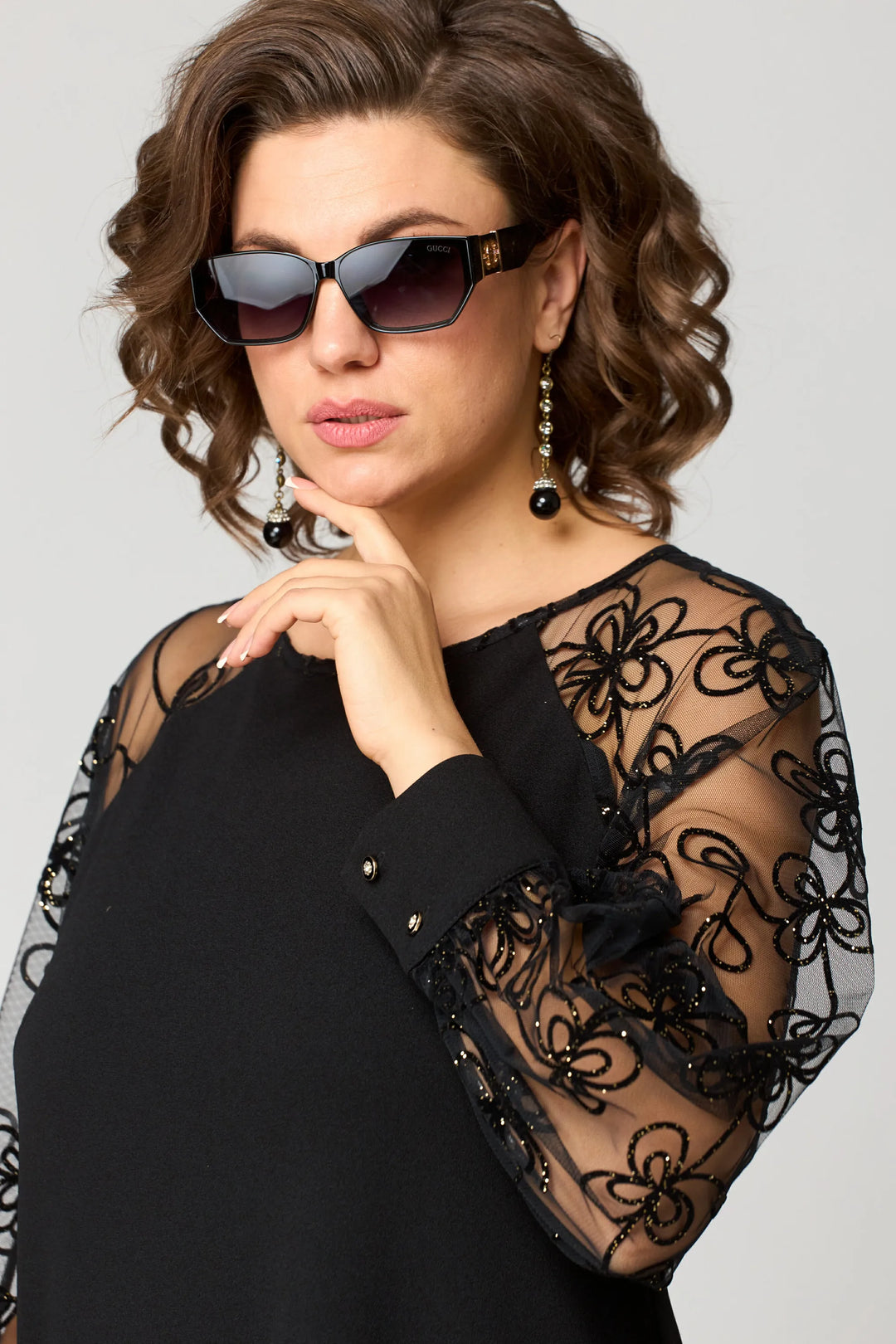 Edith | Elegante Bloemenmouw Kant Jurk
