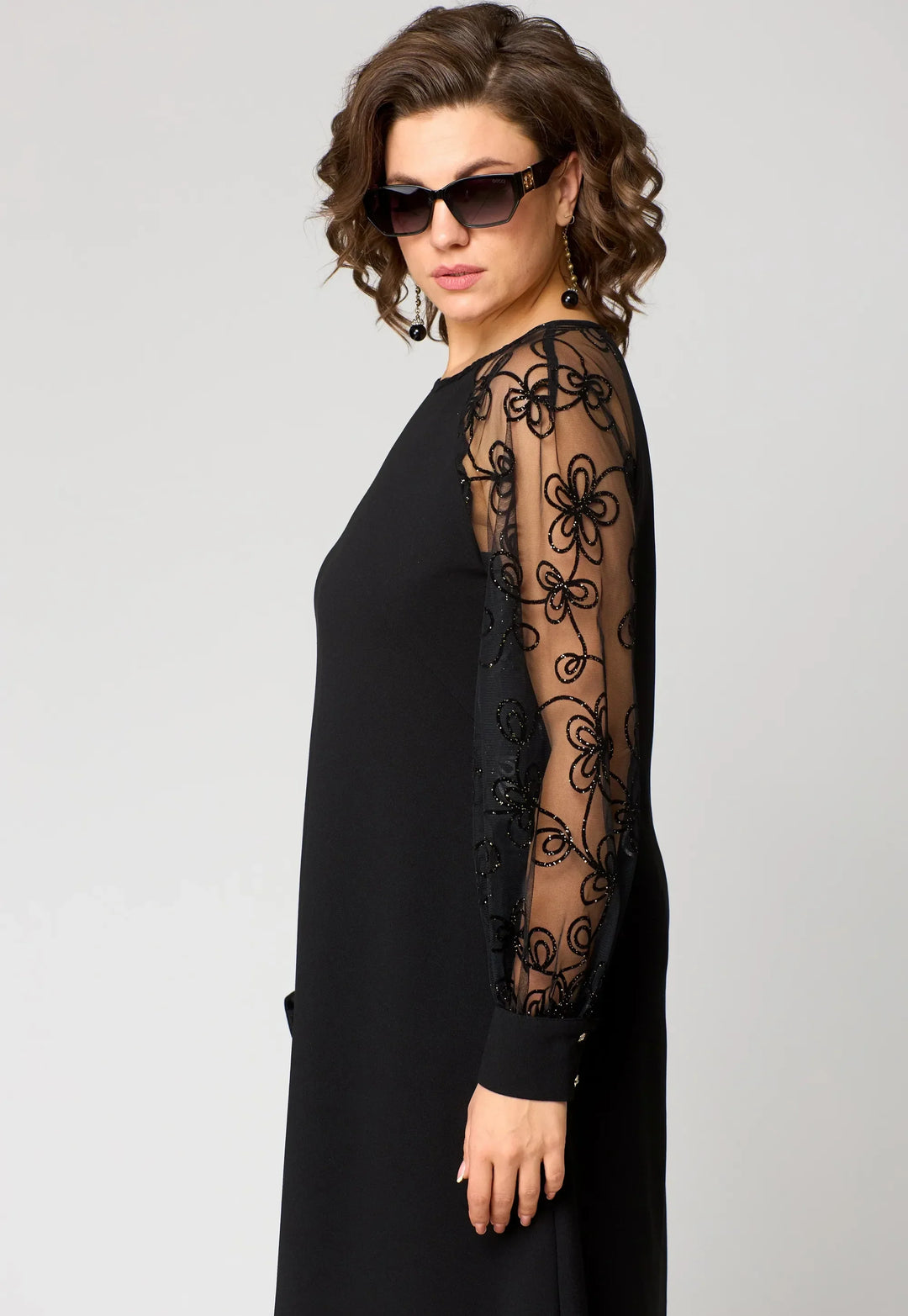 Edith | Elegante Bloemenmouw Kant Jurk