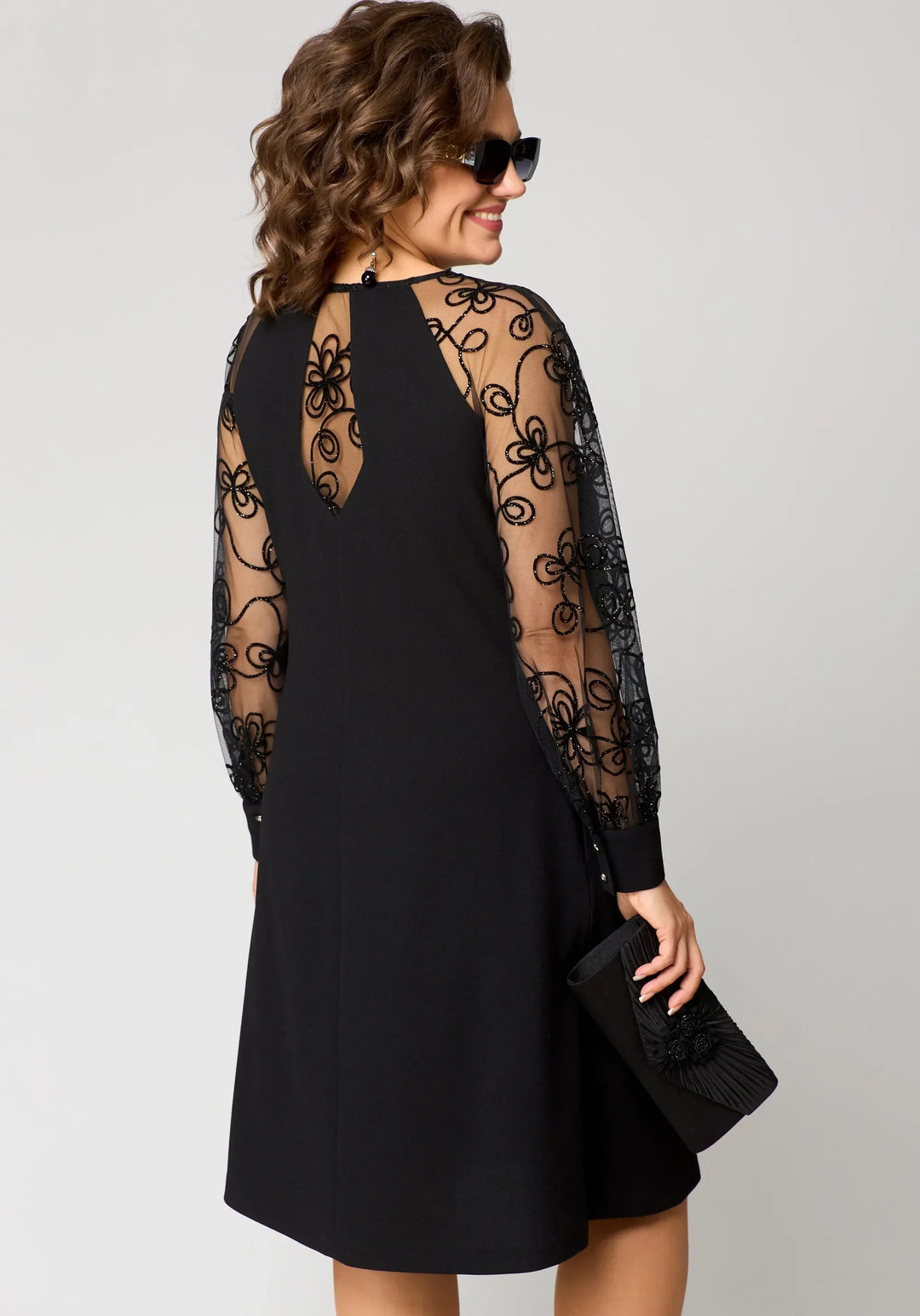 Edith | Elegante Bloemenmouw Kant Jurk