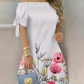 Gemma | Off-Shoulder Bloemenstrik Jurk