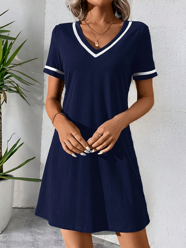 Corinne | V-Hals Kleurblok Shift Jurk