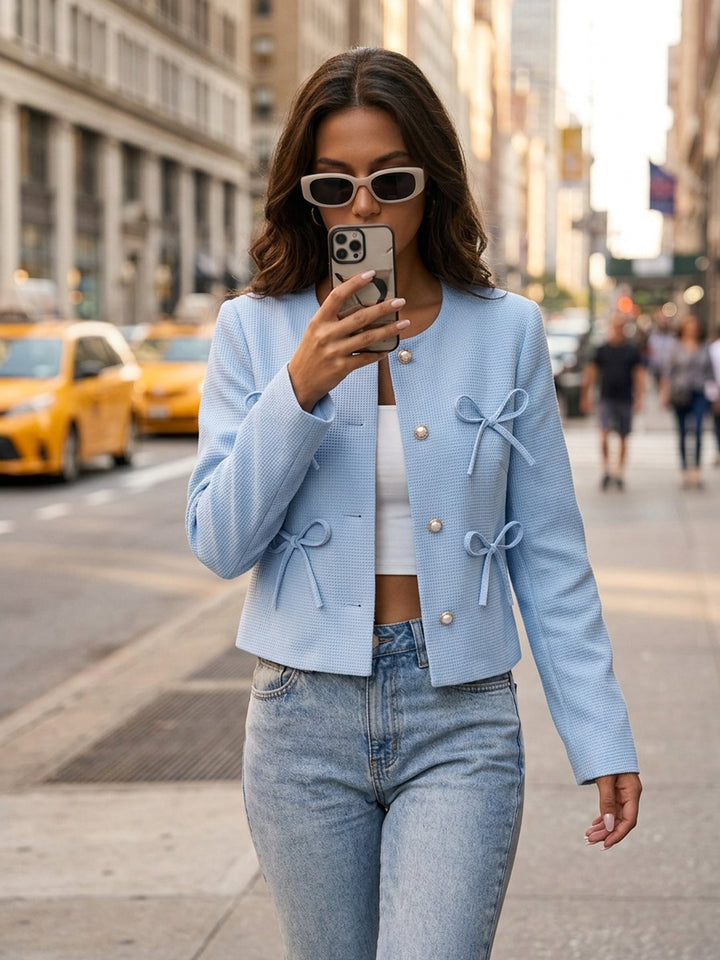 Odette | Cropped Jacket met Strikdetail