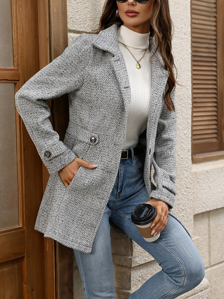 Adriana | Taille-Definiërende Haringbone Jas