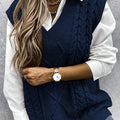 Cora | Gezellige Kabelgebreide V-Hals Sweater Vest