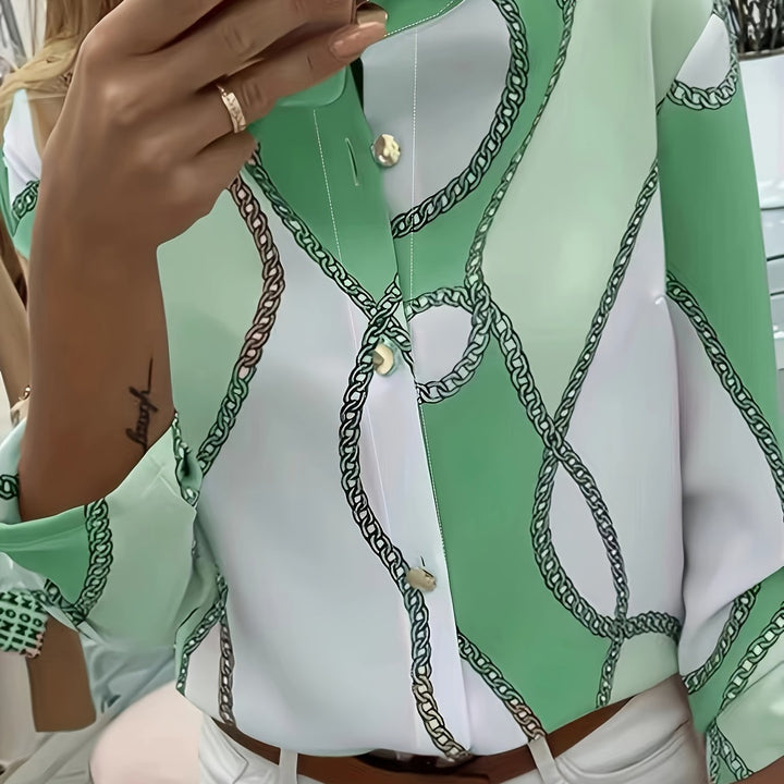 Ingrid | Kraagshirt met Kettingprint