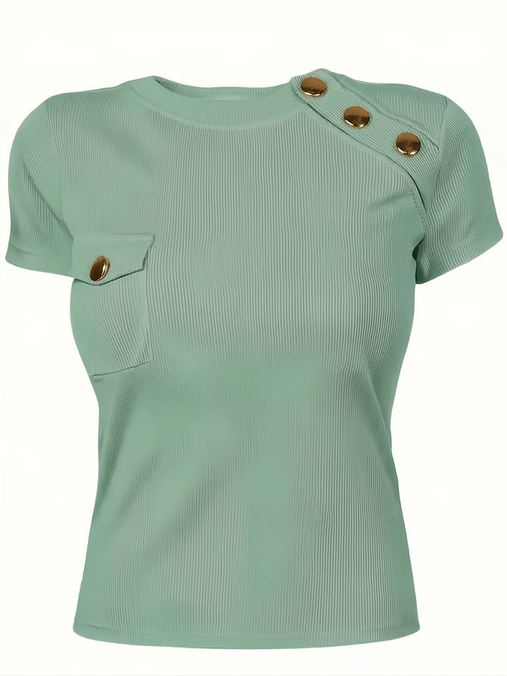 Isla | Knoop-Accent Korte Mouw T-Shirt