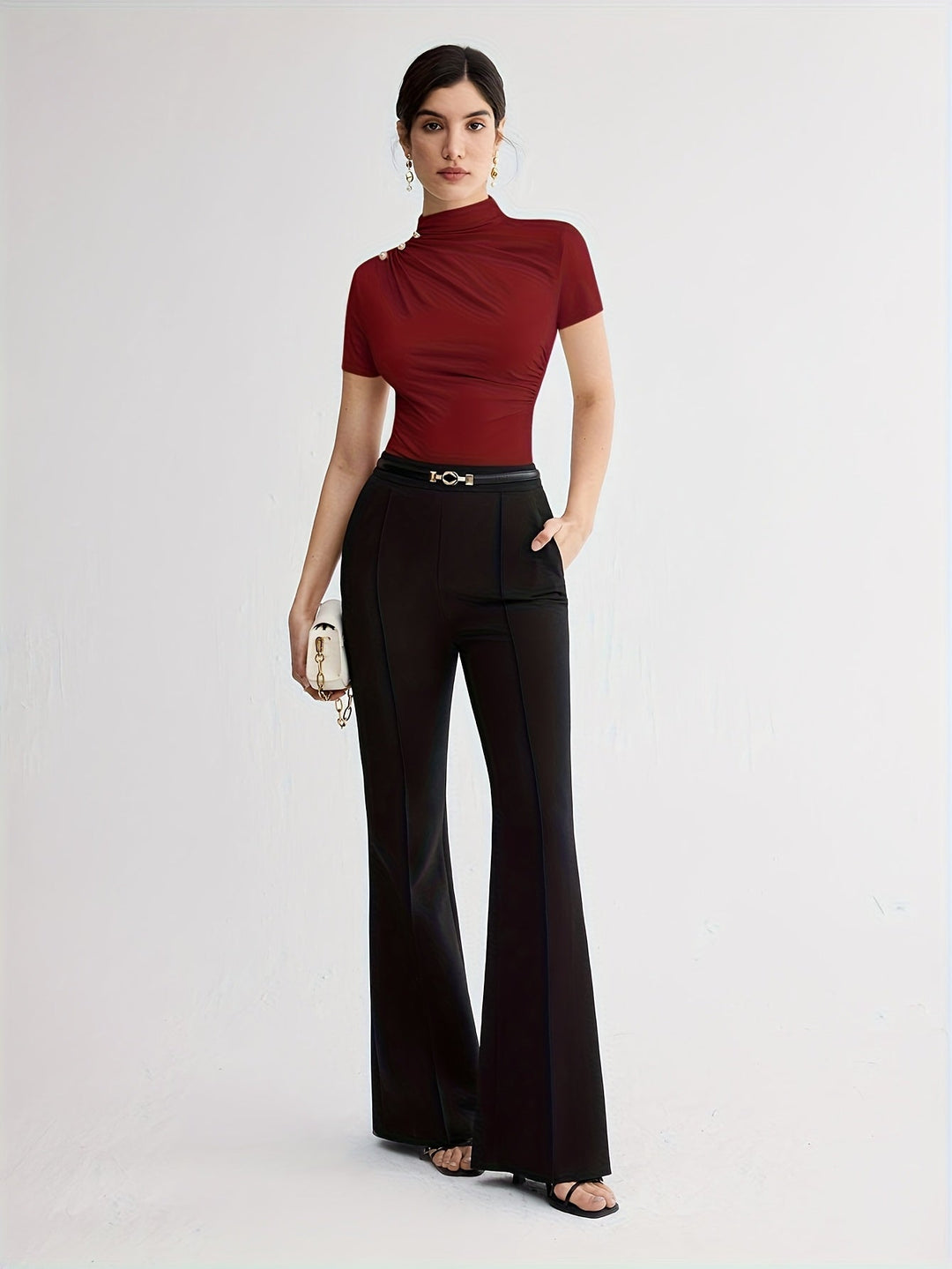 Sienna | Korte Mouw Top met Hoge Hals