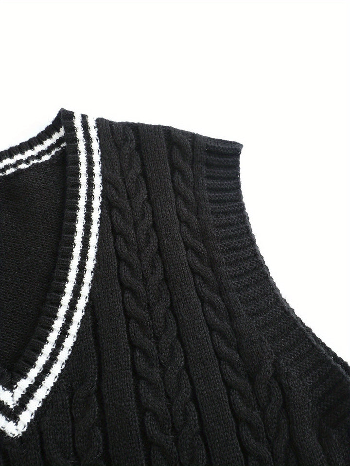 Gideon | Kabelgebreide V-Hals Sweater Vest