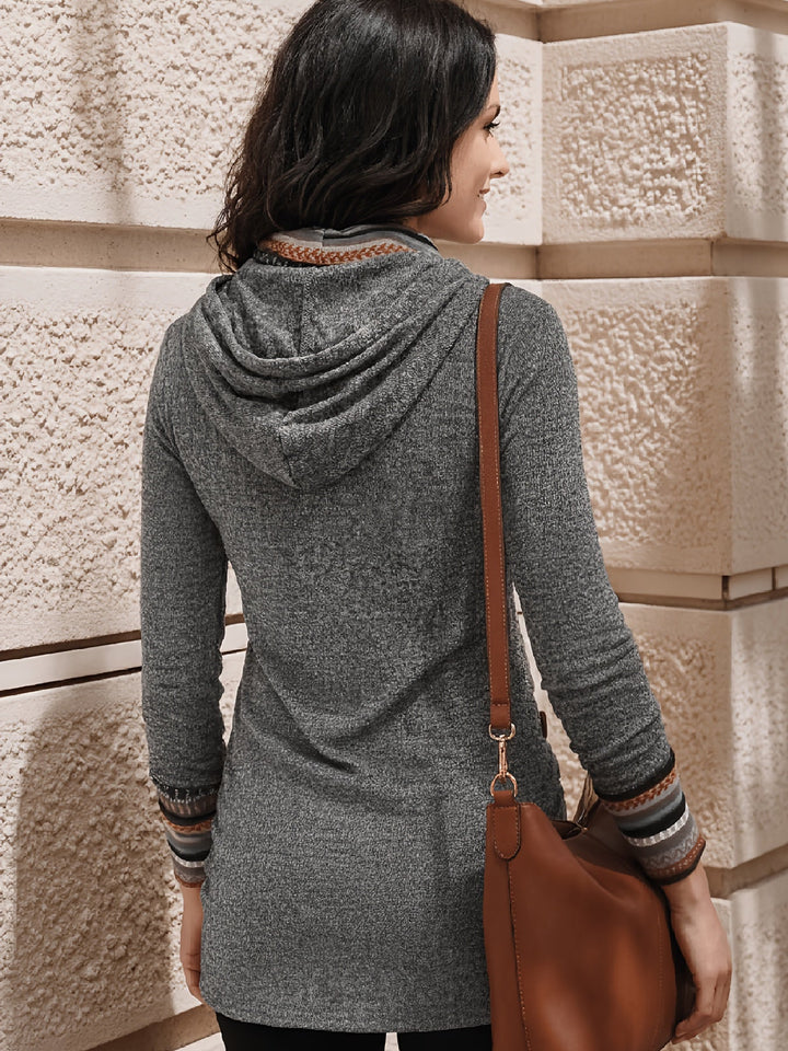Isabel | Cowl-Neck Patroon Knop Top
